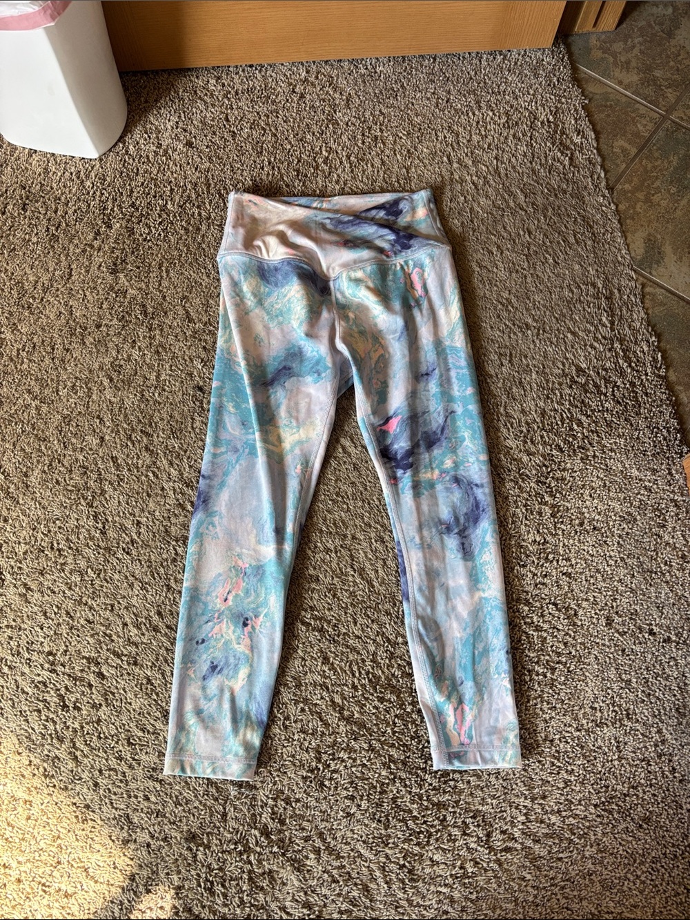 Women’s Marble Print Active Leggings - Aqua Multi